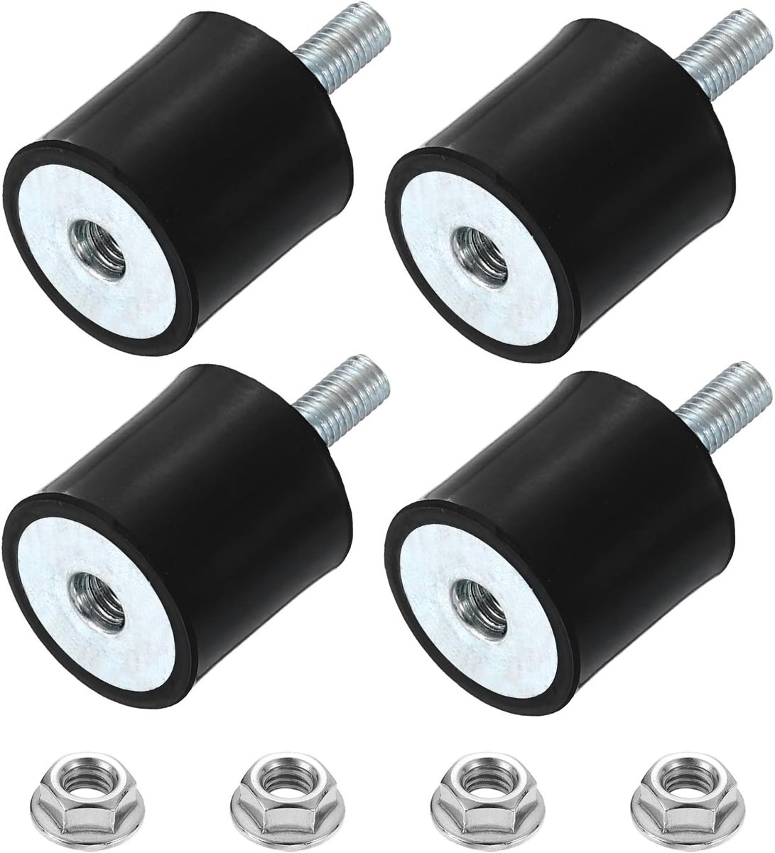 4 stuks rubberkussen M5x15mm, 20x20mm rubberen voet natuurrubber met schroef gegalvaniseerd staal anti-vibratiekussen voor luchtcompressoren pompen motoren industriële machines