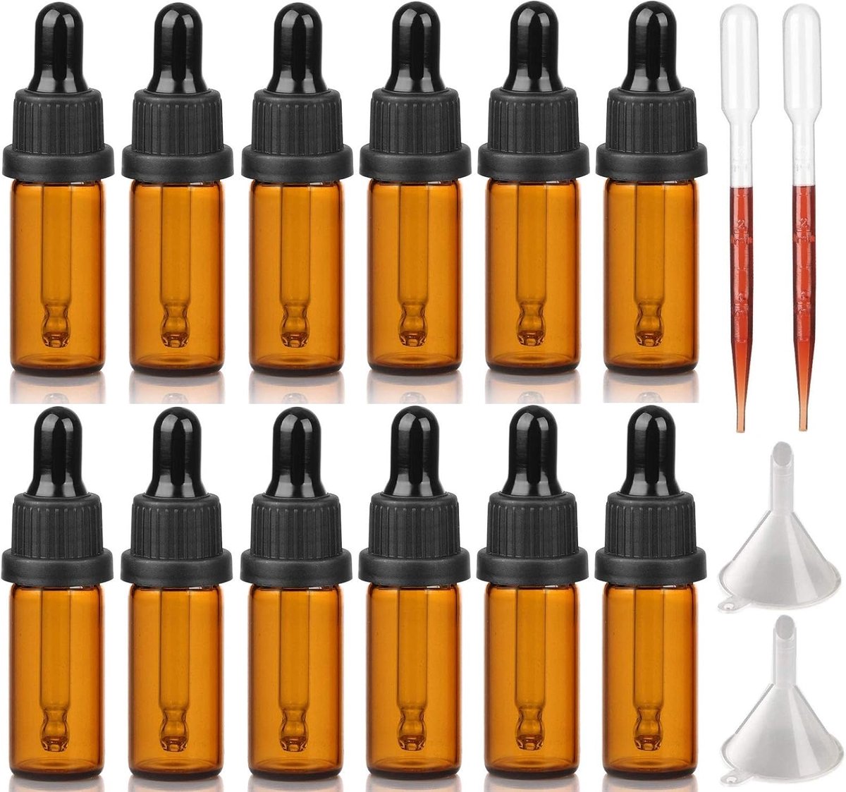 glazen fles met glazen pipet, 12 x 5 ml druppelaar flessen bijvulbaar voor etherische olie aromatherapie melanges | druppelaar flessen bijvulbaar voor etherische olie aromatherapie melanges 12 stuks