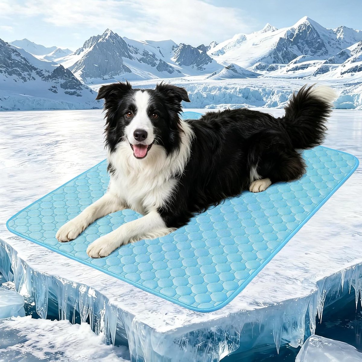Koelmat voor honden, zelfkoelende huisdiermat, wasbaar, hondenmat, zomer, voor bank, kist, kooi, nest (blauw, XL (100 x 70 cm)