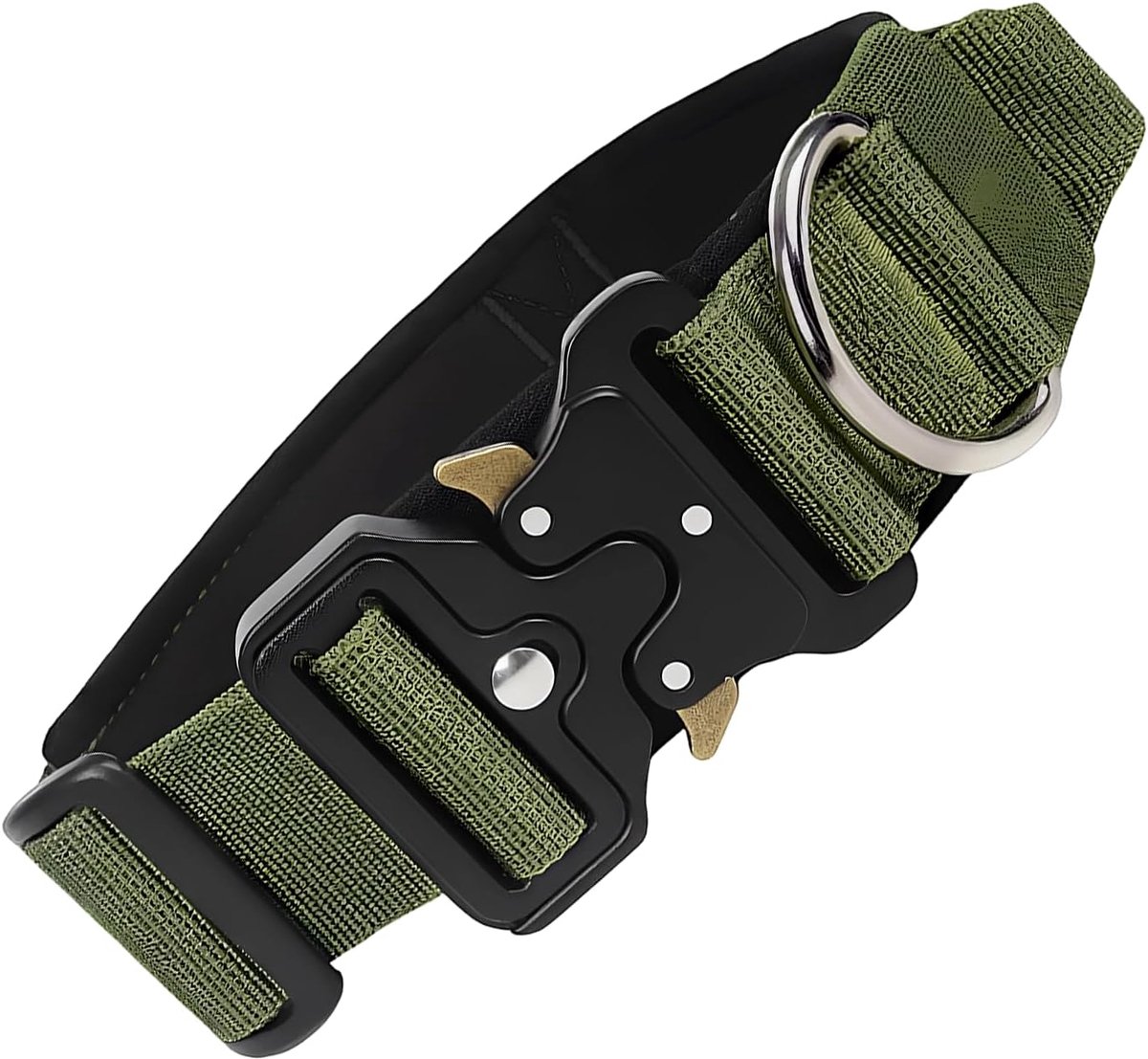breed, met handvat, verstelbare hondenhalsband voor grote honden, nylon hondenhalsband met metalen gesp en klittenbandoppervlak, zacht gevoerd, groen, L, 46-55 cm