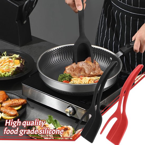 dubbele spatel, spiegeleier, spatel, 2 stuks, 2-in-1 siliconen eierspatel, anti-aanbaklaag, eierspatel voor omelet, pannenkoeken, steak, vis en ei — afbeelding 4