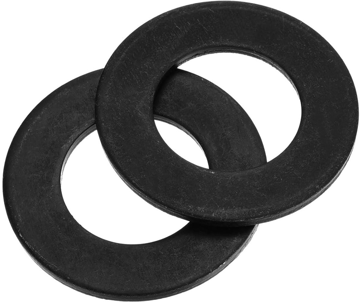 Set van 10 stuks, M31 x 56 x 3 mm, koolstofstaal, sluitringen, zwart geoxideerde platte afdichtingen, sluitringen, set voor schroeven, moeren, schroefdraadstang
