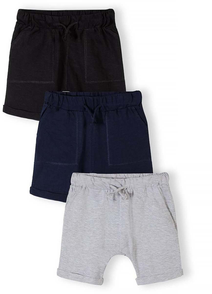 Minoti jongens korte broek 3-pack jersey - 100% katoen - donkerblauw