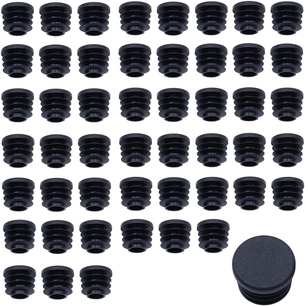 50 stuks lamellaire pluggen, diameter 20 mm, zwarte PP kunststof ronde buiseindkappen, herbruikbare buisafdekkapjes, beschermkappen voor fauteuils