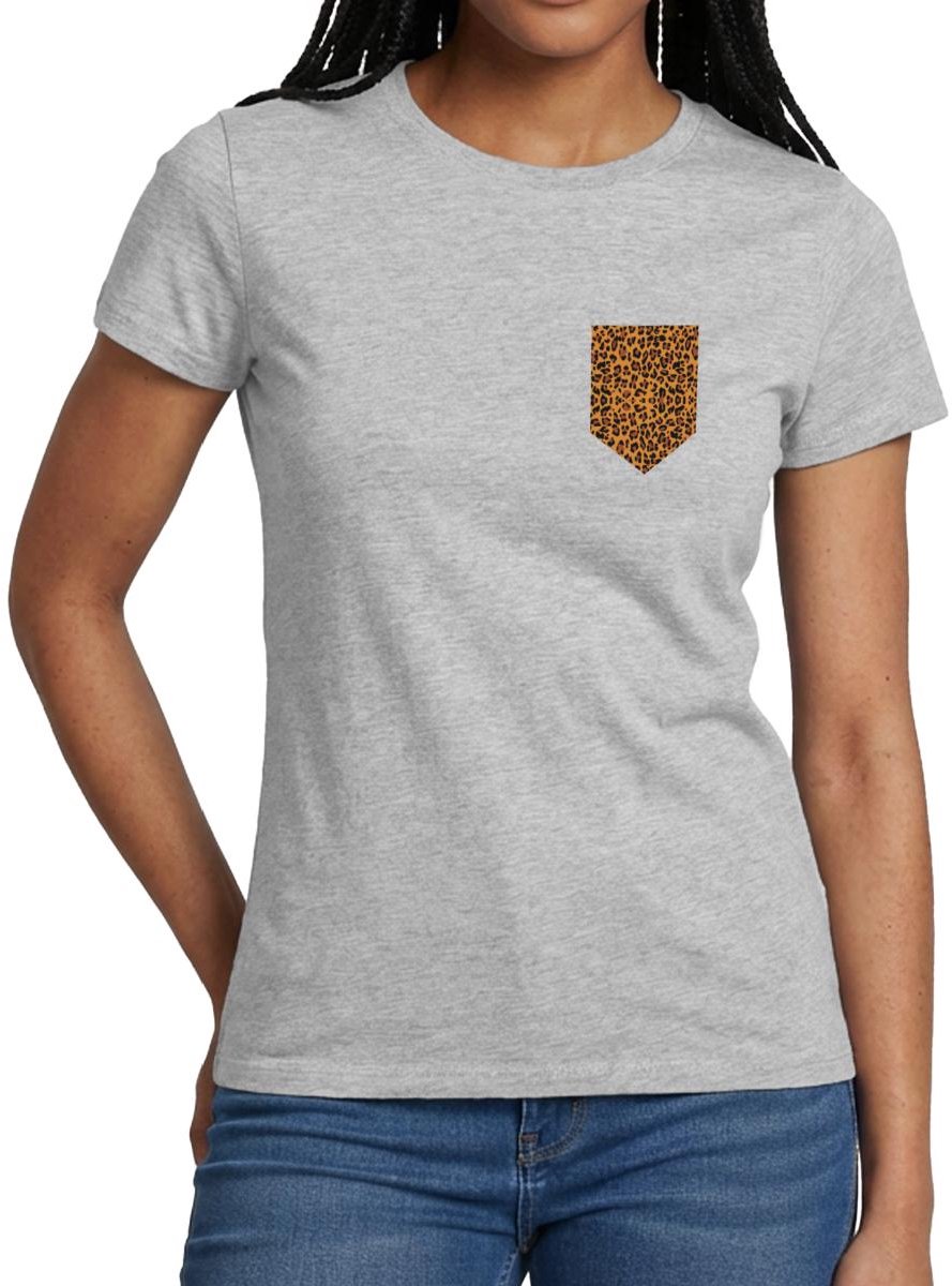 Luipaardprint Borstzak T-Shirt Dames