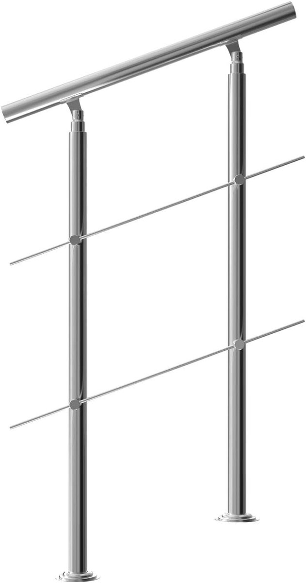 trapleuning edelstaal - 80 cm met 2 horizontale spijlen - balustrade
