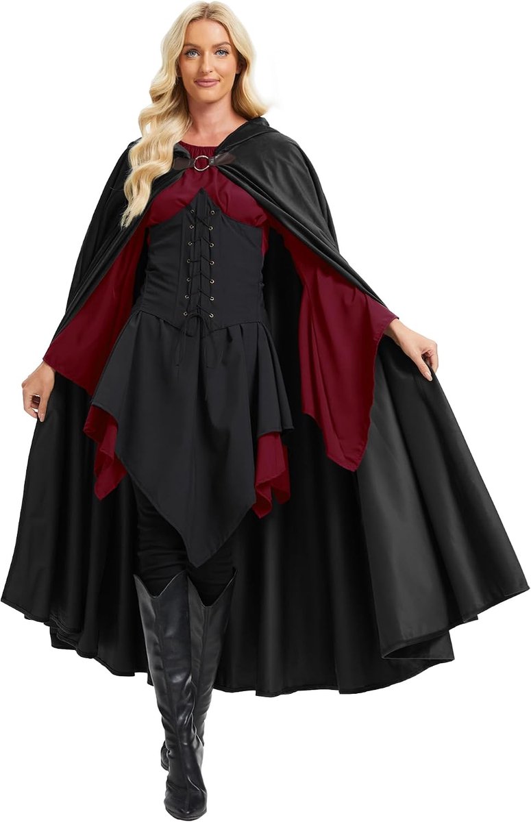 renaissance, cape met capuchon, fluweel, mantel voor mannen en vrouwen, Victoriaanse steampunk, middeleeuwse cosplay cape
