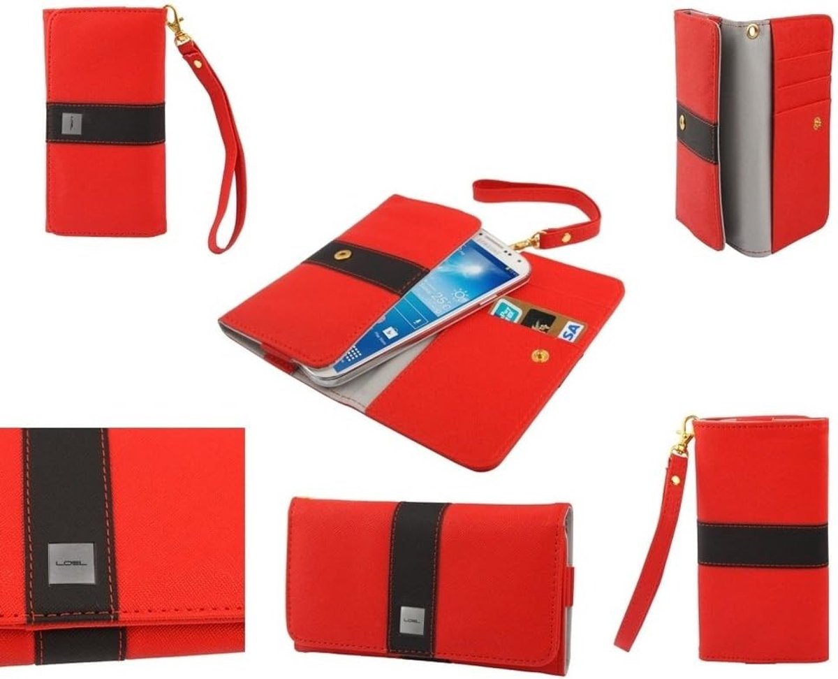 Premium met Color Line Design met Kaarthoes voor Tecno D5 - Rood