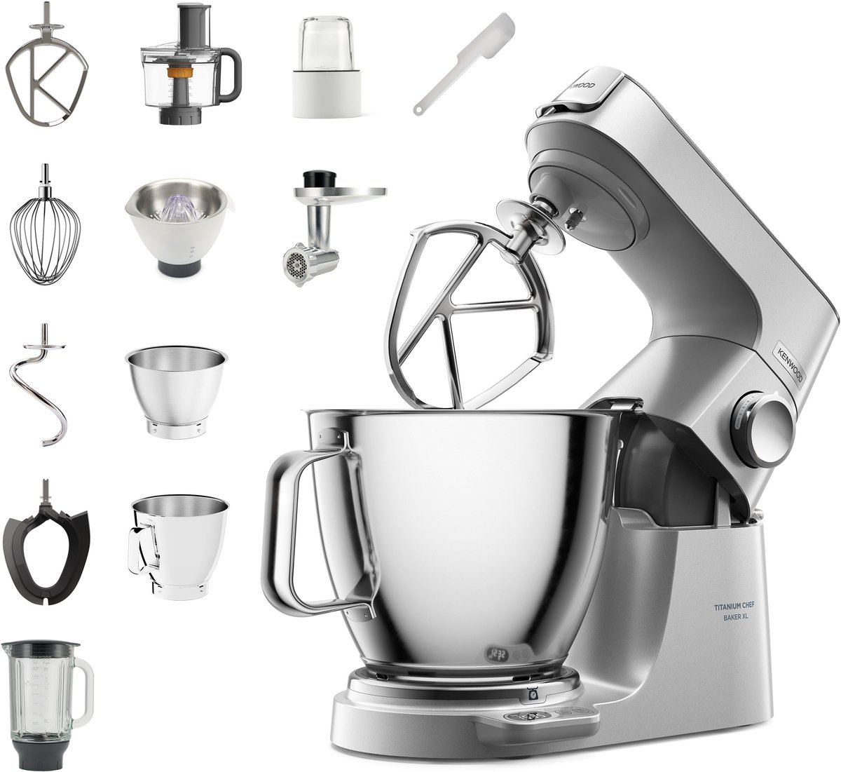 Bol.com Kenwood Titanium Chef Baker XL Silver KVL85.704SI keukenmachine 1200 W 7 l Zilver Ingebouwde weegschalen aanbieding