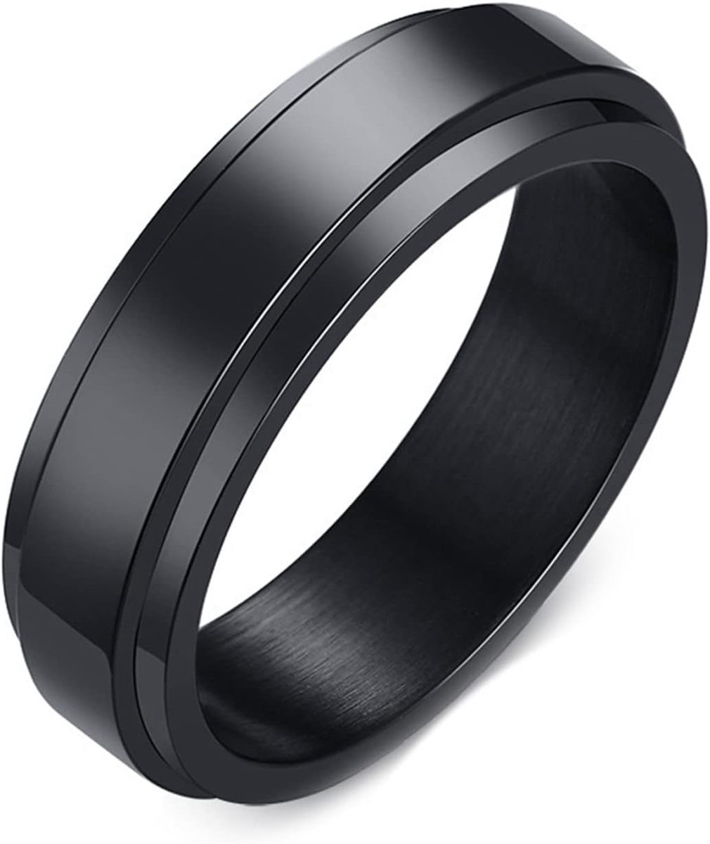 Fidget-ring, 6 mm spinner-ring voor dames, heren en kinderen, roestvrijstalen band, antistress-ringen, gepolijst, stressverminderende ring