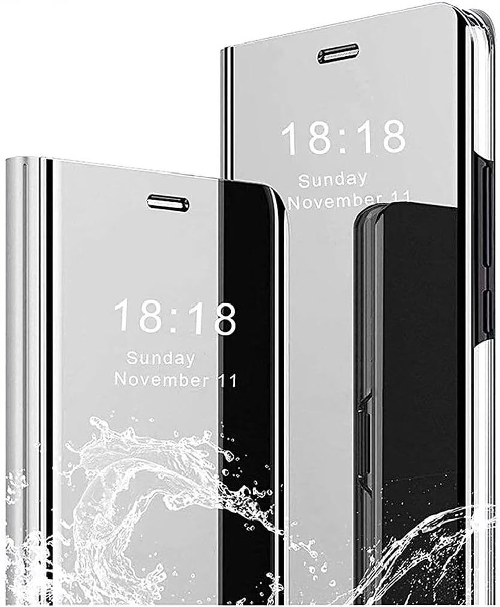 Hoesje voor HONOR Magic 7 Lite 5G, Smart Flip Clear View Doorschijnende staande hoes, Auto Sleep & Wake Up Spiegelplating, volledig beschermend schokbestendig hoesje - zilver