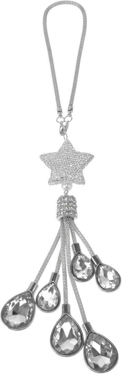 1 st. Kunstkristal Pentagram, Zes Waterdruppels Auto Achteruitkijkspiegel Hanger Accessoires Auto Hangsieraden Transparant Wit