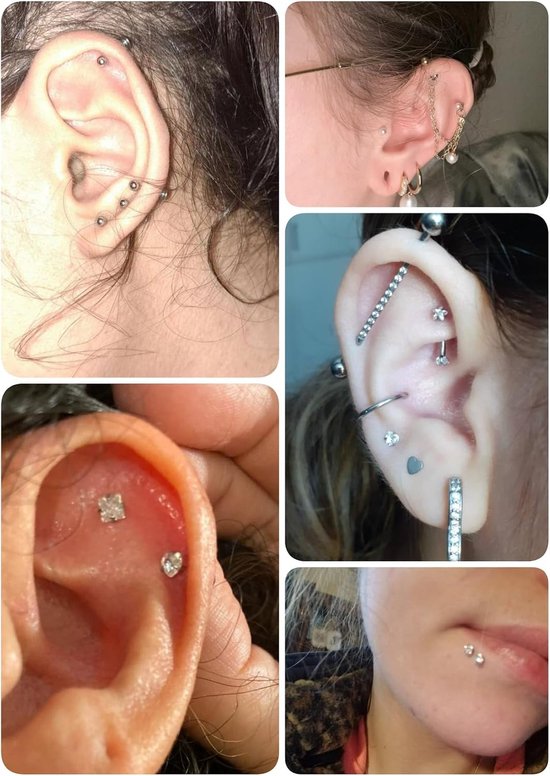 Studs 6-10mm 16G Platte Terug Helix Tragus Kraakbeen Oorbel Stud Piercing — afbeelding 2