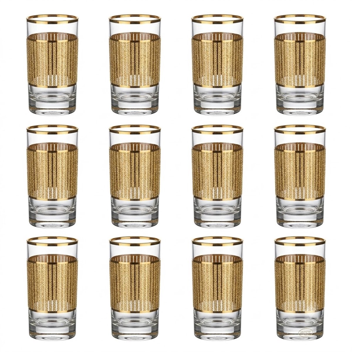 Glozini - Marokkaanse Theeglazen - Goud - Set van 12 Glazen - 178ml - Thee & Koffieglazen
