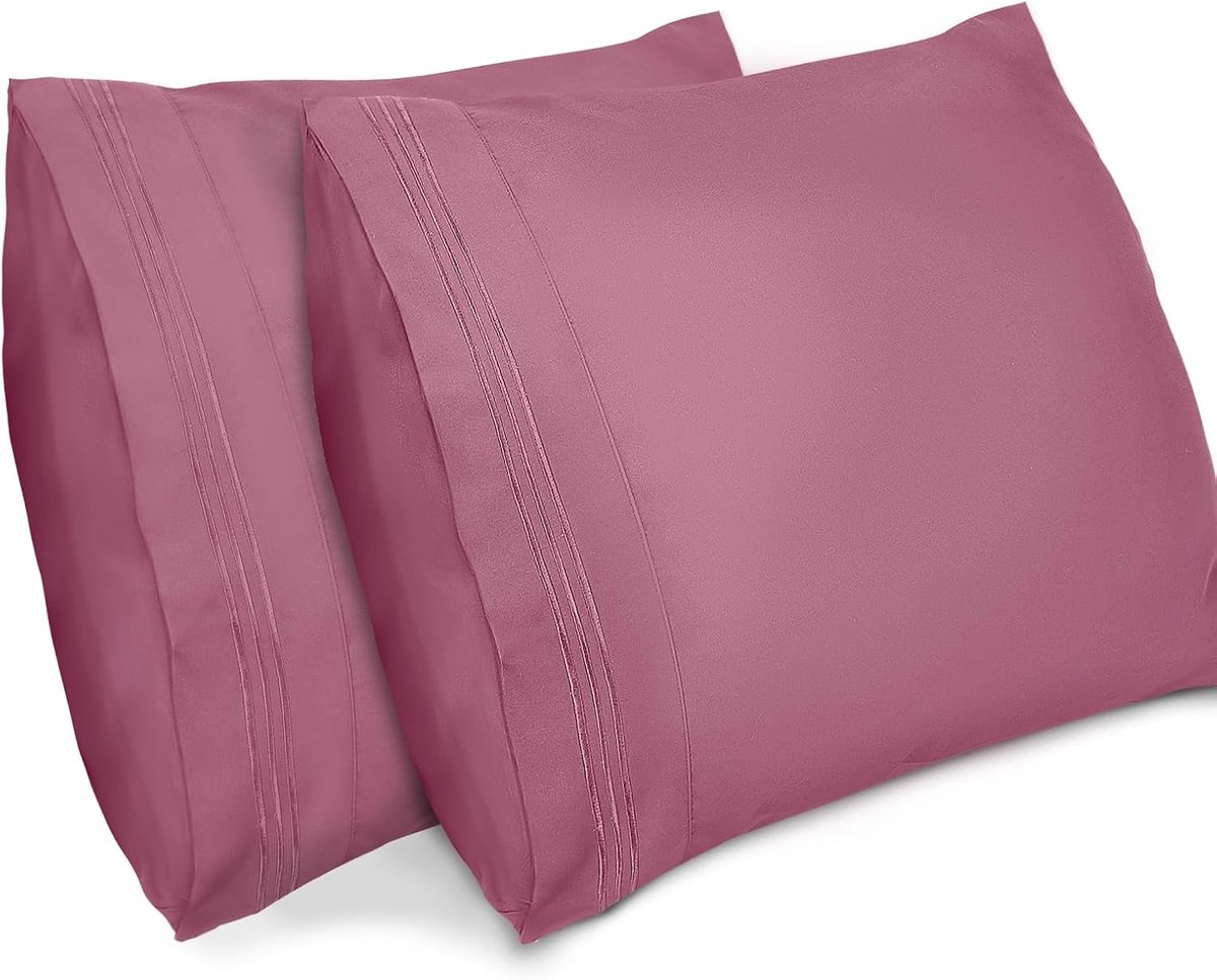 Kussenslopen, Standaard Formaat Zacht Effen Kleur Microfiber Satijnen Kussensloop, Envelop Sluiting Kreukvrij Vervagingsbestendig Ademend (60x60 cm, Mauve Roze)