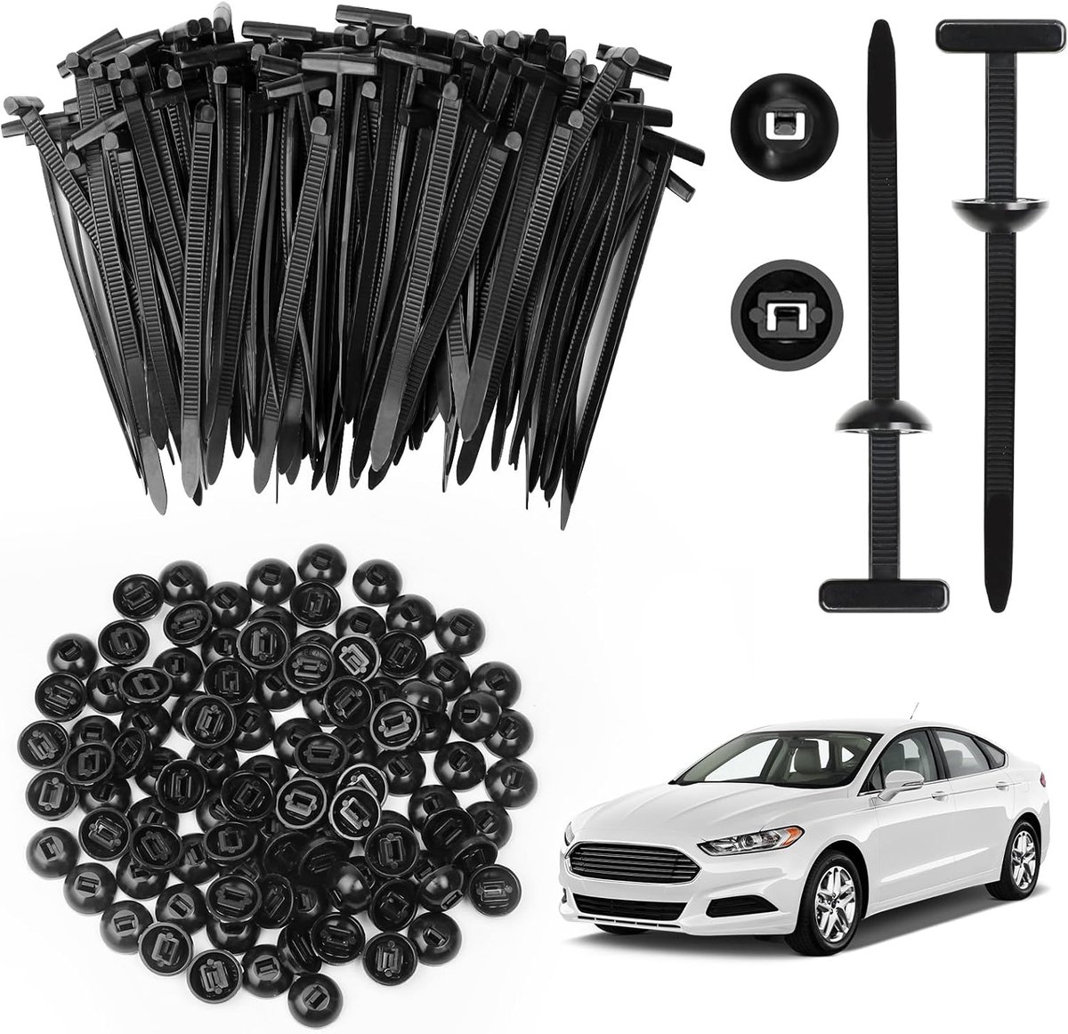 Kabelbindersluiting voor reparaties, uv-bestendige nylon houder, kabelbinders met carrosserieclip, kabelbindergesp voor auto, huishouden, reparatie en machines