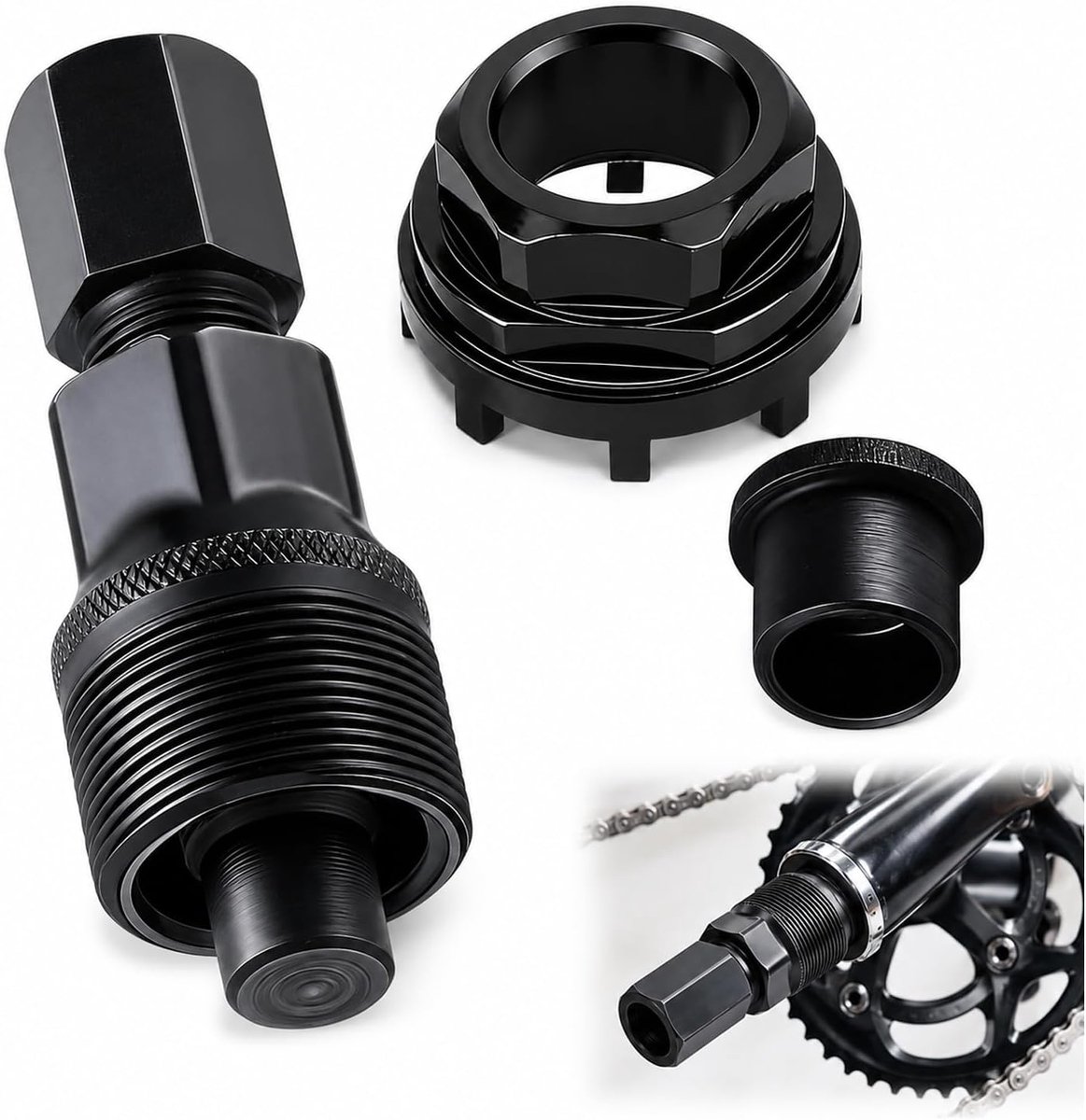 lockring tool, cranktrekker fiets, crankverwijderaar fiets cranktrekker, 42 mm zwart trapas gereedschap met cranktrekker, trekker crankarm binnenlager voor vele soorten fietsen
