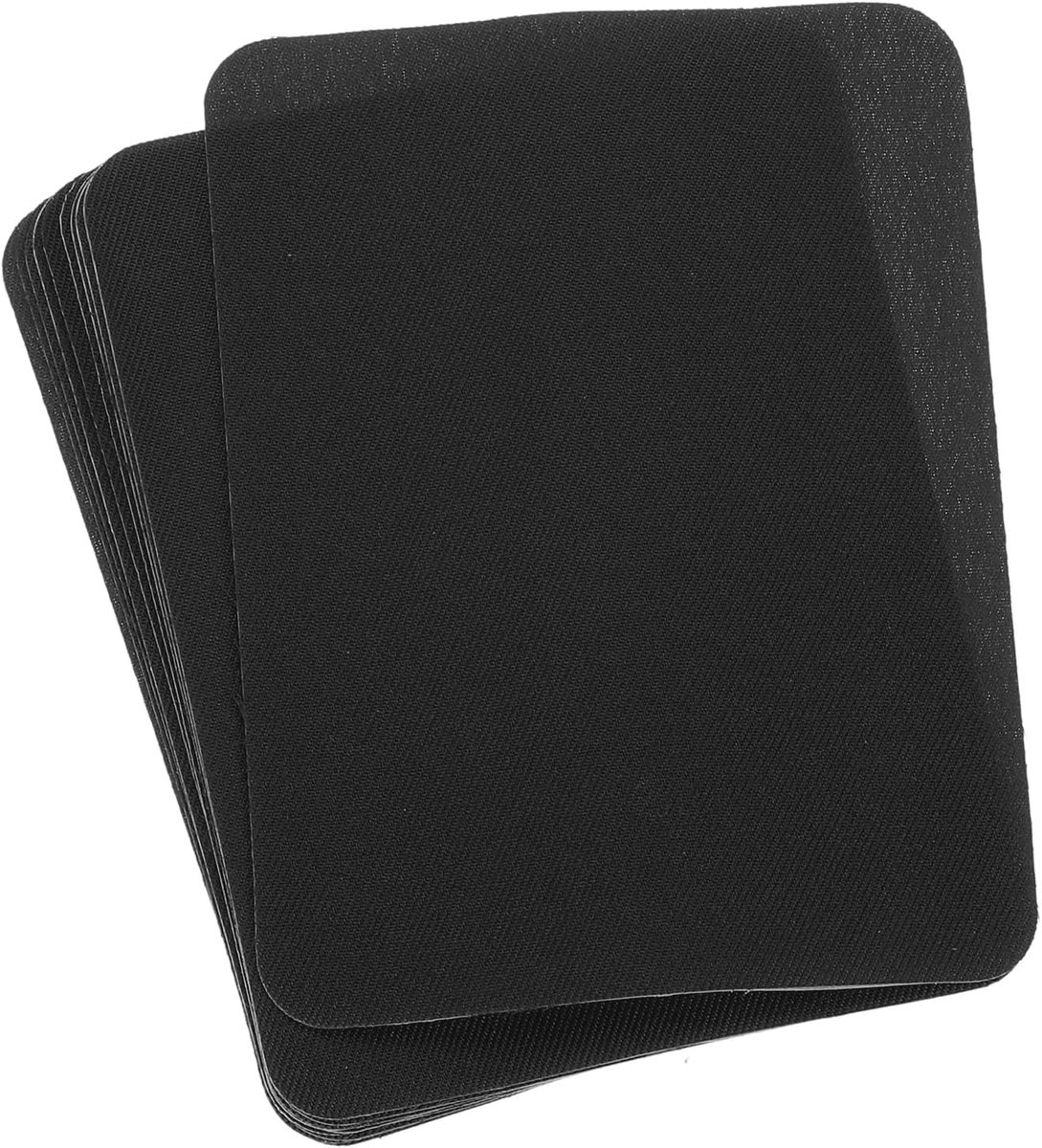 Opstrijkbare patches voor reparatie van textiel voor kleding, stof reparatie, 10 x 9 cm voor reparatie, decoratie, gaten, kleding, broeken, tassen, 10 stuks, zwart