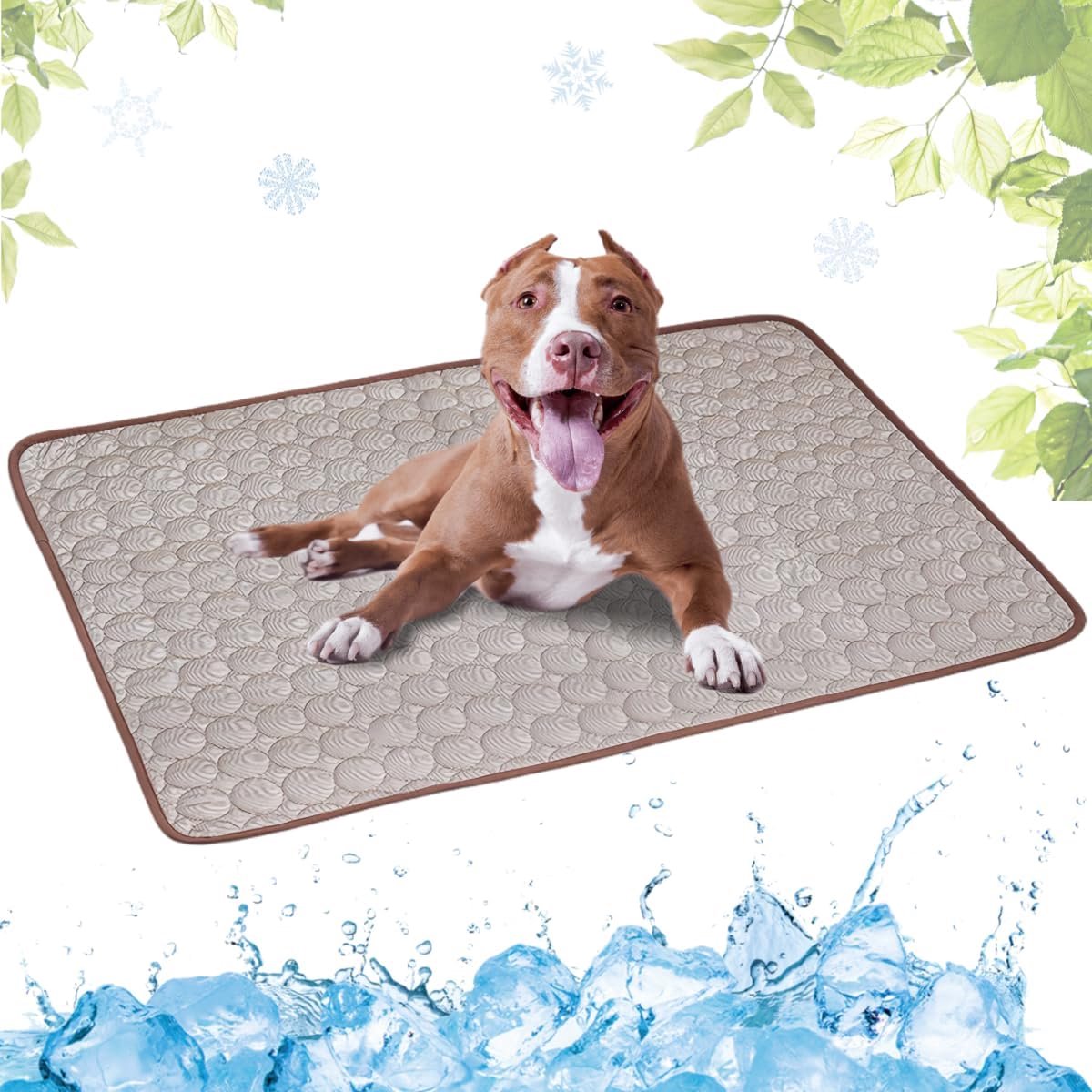 Koelmat voor Hond, Zelfkoel Hondenmat, Kat Koelmat, Niet-toxisch Huisdier Zelfkoelende Pad, Wasbaar Hondenkoelmat voor Honden en Katten in Hete Zomer Ontspannen(Koffie,55x70cm)