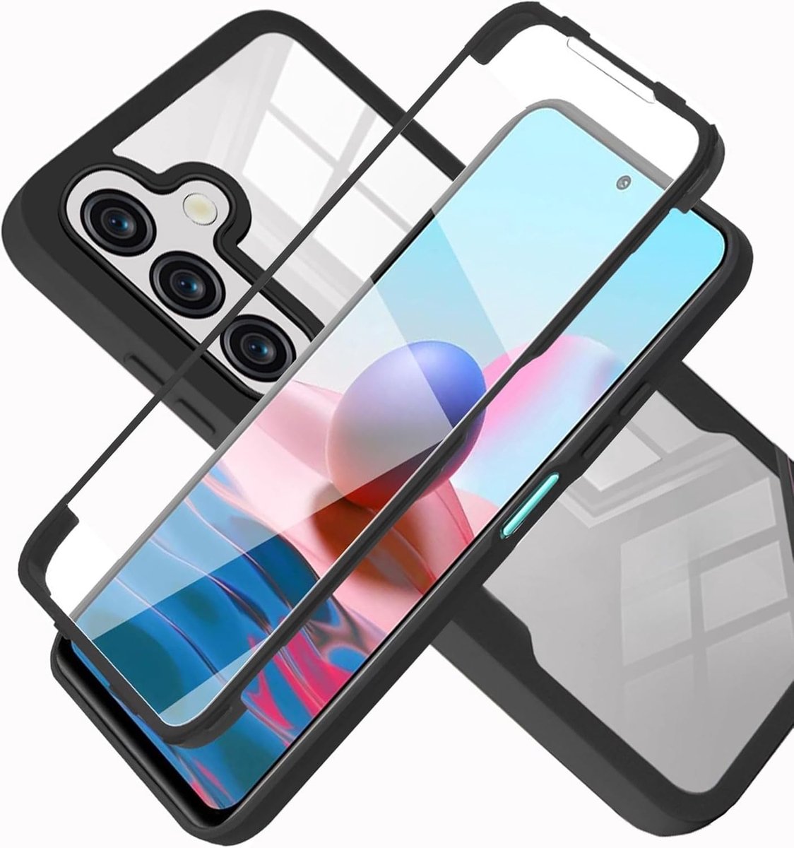 Case voor Samsung Galaxy A57 5G, Completa Schokbestendig 360 Graden Full Body Bescherming Telefoonhoesje, Hoesje Krasbestendig Beschermer met Ingebouwd Screen, [Transparant+Zwart]
