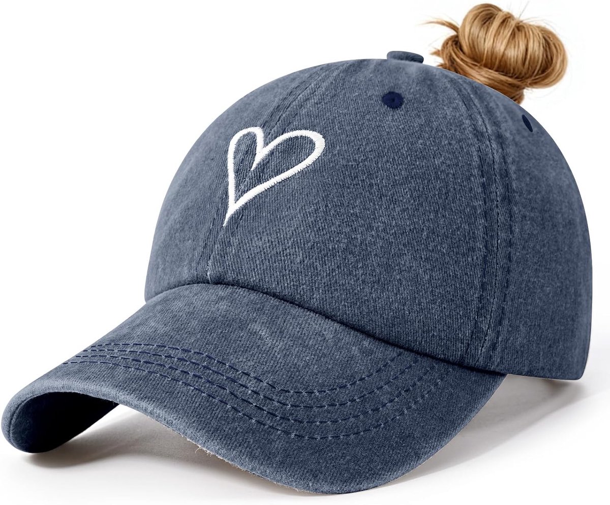 Dames baseballpet paardenstaart vintage dames zonnehoeden zomer verstelbaar met hoge ponystaarten gat geborduurd gewassen zonnehoed unisex