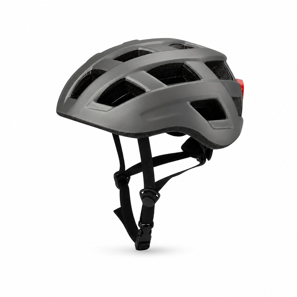 Fietshelm met LED-verlichting - Volwassenen - Verstelbaar - Maat L 58-62 cm - Mat grijs