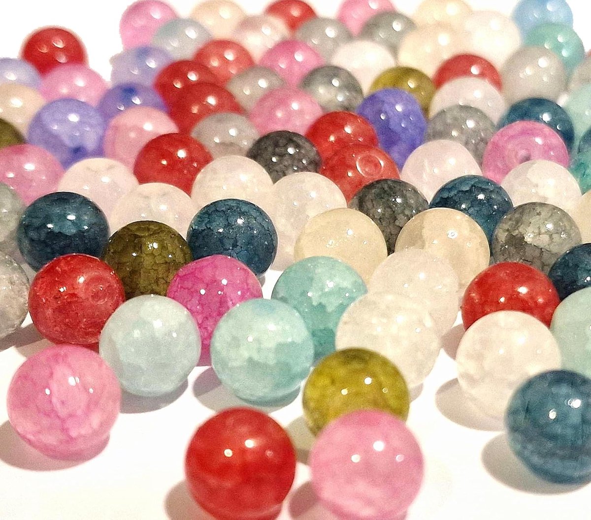 Kralen, agaatsteen, draakpatroon, rond, 8 mm, halfedelsteen, natuursteen met gat voor het rijgen van sieraden (gemengd)