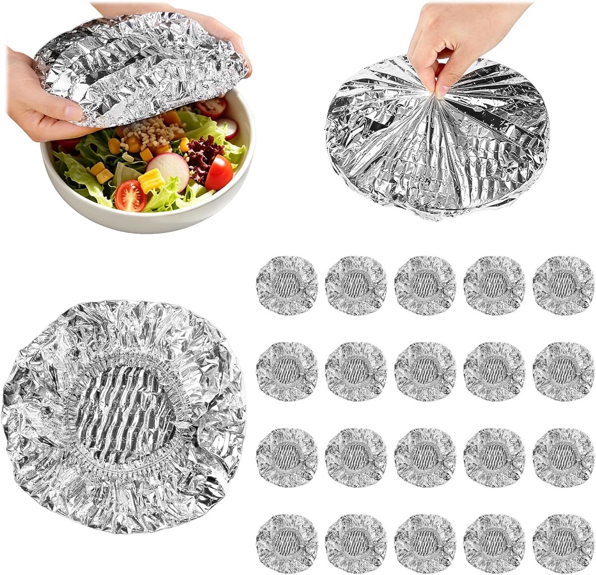 aluminiumfolie, isolatiehoes, 20 stuks, generieke aluminiumfolie, vershoudfolie met elastiek, elastische plastic folie, isolatie, vershoudfolies voor levensmiddelen, fruit, groenten