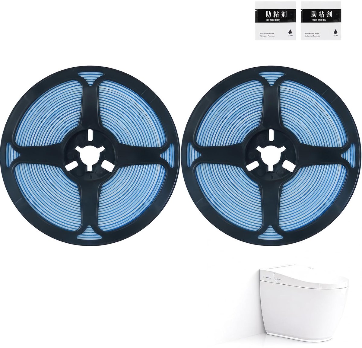 2 stuks afdichtingstape, zelfklevend, wit, 6 m x 8 mm, voor douche, badkuip, toilet, decoratieve afdichtingstape voor fornuis, gootsteen en badkamer, praktisch en duurzaam