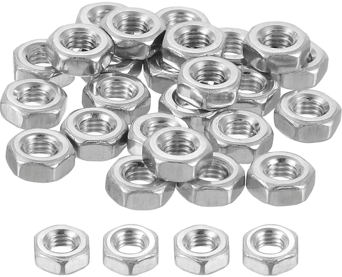 Linksdraaiende zeskantmoer M3 x 0,5 mm 304 roestvrij staal linksdraaiende zeskantmoer voor montage en bevestiging, zilver, 20 stuks