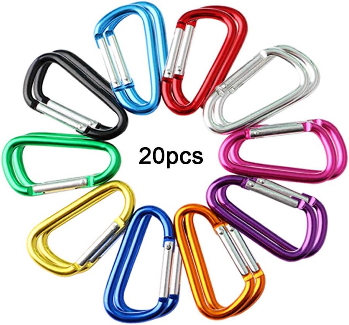 20Pcs Premium Aluminium Multifunctionele Vergrendelen Karabijnhaken, 5cm Mini Karabijnhaak Sleutelhanger, Karabijnhaak Clip (Niet voor Klimmen!)