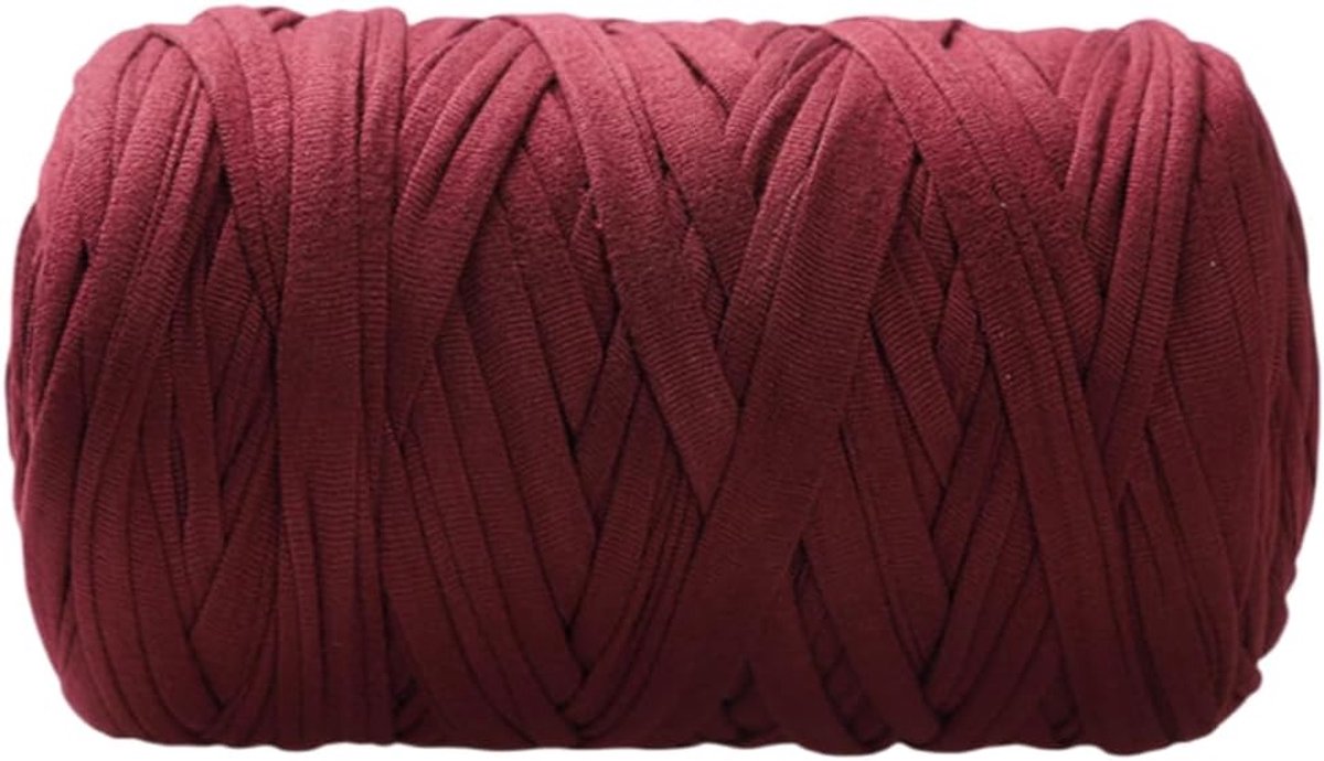 Haakgaren 200 g, garen van zachte, gerecyclede en elastische stof voor breiwerk, tassen, tapijten, decoraties, verschillende kleuren (bordeauxrood)