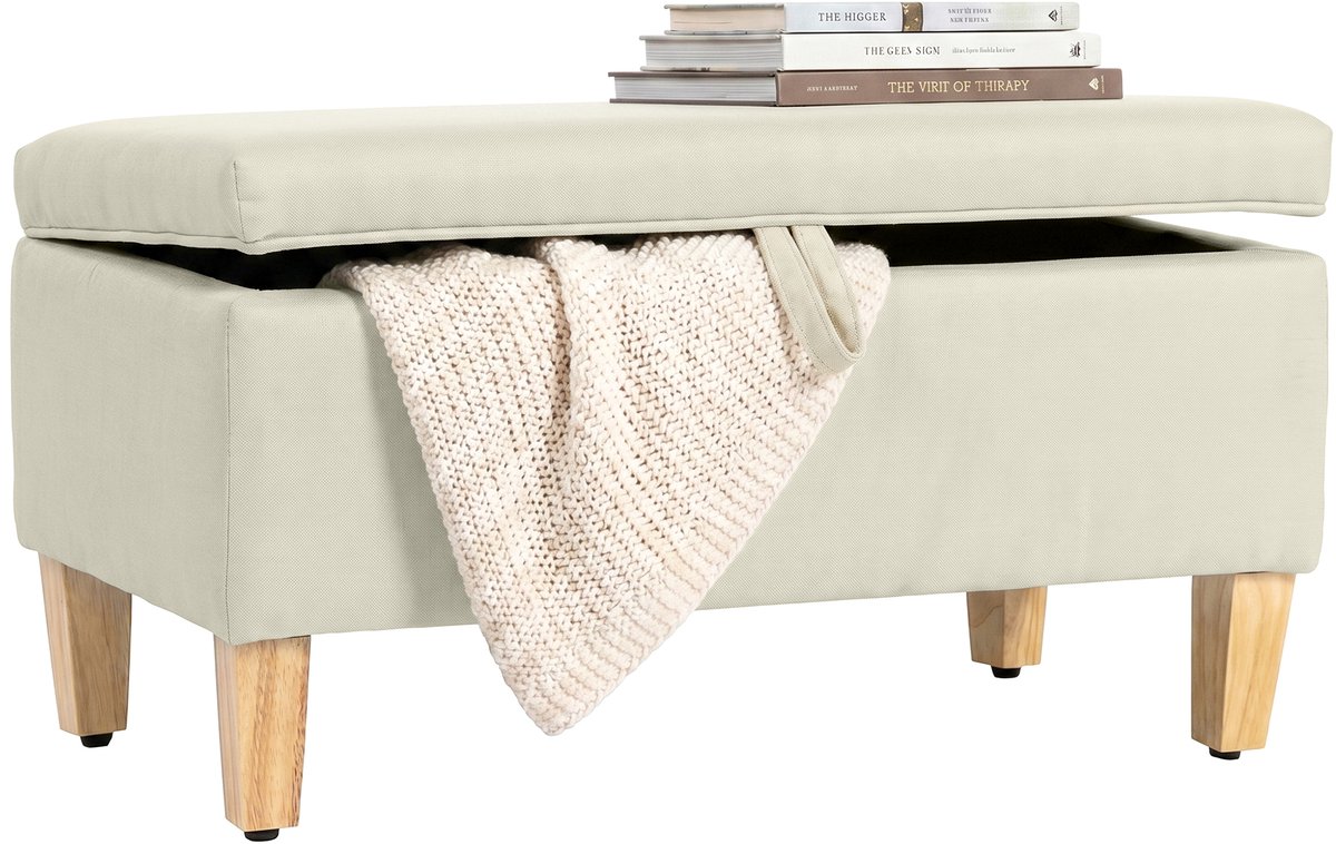 Homcom Opbergpoef - Polyester - 71 x 37 x 36 cm - Beige