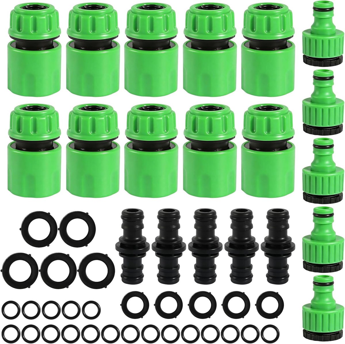 20 stuks 1/2 inch slangverbinders met koppeling, dubbele stekker, tuinslangverlenging, koppeling, tuinslang, connector voor familie en tuin