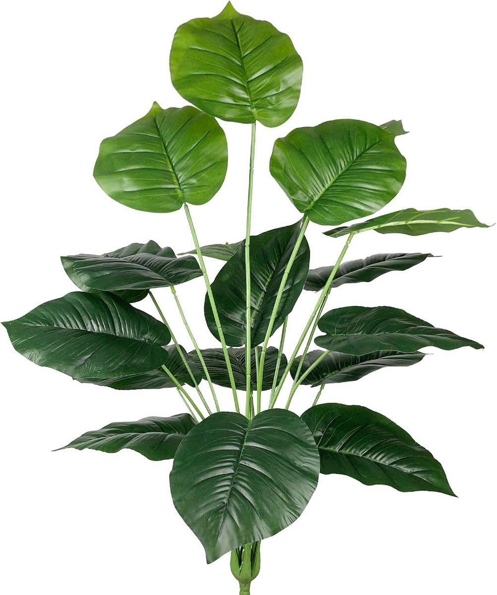 Kunstmatige tropische plant, 73 cm hoog, kunststof, jungleplanten, kunstpalm, groene bladeren, bloemen, voor feest, huis, binnen, buiten, tuin, balkon, kantoor, decoratie (groen)