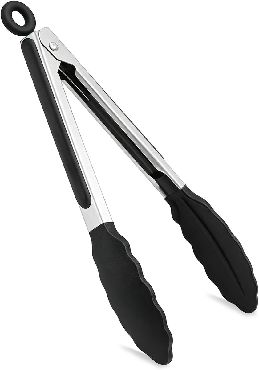 23 cm van RVS met Siliconen Handgreep, Hittebestendige | Bbq Tang, Keuken Tang Voor Koken, Grillen, Vlees En Pasta