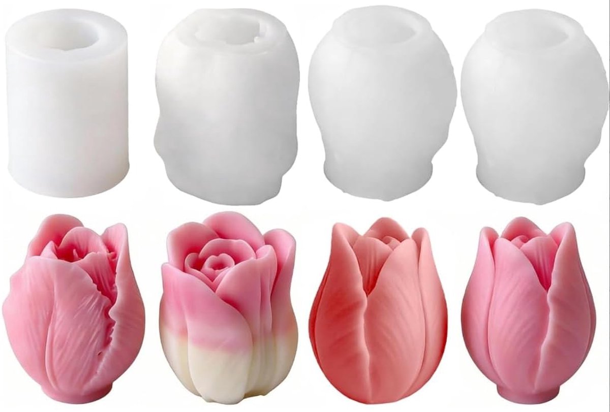 vorm bloemen, 4 stuks siliconen vormen gietvormen bloemen voor Moederdag, Valentijnsdag, verjaardagsfeest, doe-het-zelf handwerk