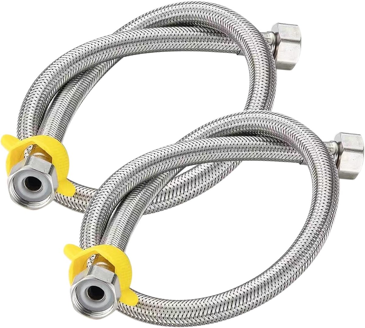 slang 1/2 inch, 2 stuks 20 cm roestvrijstalen pantserslang, kraanverlengslang, flexibele verbindingsslang, roestvrijstalen gevlochten slang voor waterkraan, hoekventiel