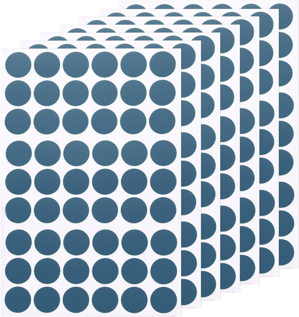 7 vellen/378 stuks zelfklevende stickers voor schroefgaten, 2,1 cm, zelfklevende pvc-afdekkingen voor meubels, houten kasten, blauw