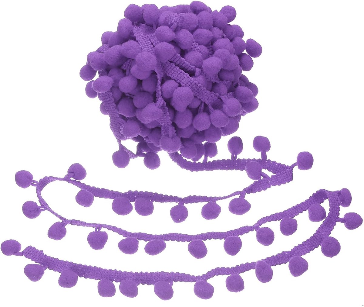 6 Yards Trim Pompon, Breedte 2,5 cm Pompon Medium Paarse Ballen Trim Naaien Franje Lint Stof Voor Doe-het-zelf Ambachten Gordijnen Kleding Kussen Woondecoratie, 13 mm