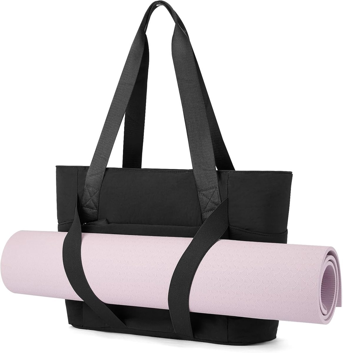 Draagtas voor dames, gevoerde draagtas met ritssluiting, sporttas met riemen voor yogamat, voor reizen en sport