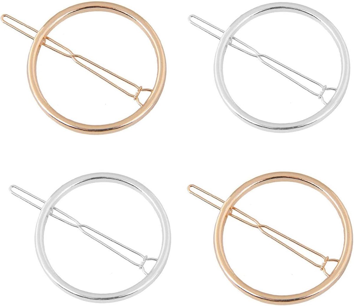 Haarspelden, ronde geometrische haarspelden, 4 stuks, legering, paardenstaart-houder, hoofdtooi, hoofddeksels, haarspelden voor meisjes en vrouwen
