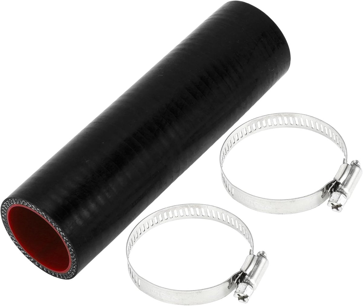 ABSOPRO Rechte Koppeling Silicone Slang Met Klemmen 1.38" ID 5.91" Lengte 0 Graden Auto Silicone Slang Koelslang 4-Laags 5mm Dikke Luchtinlaat/Turbo/Intercooler Pijp Zwart Rood 1 Set