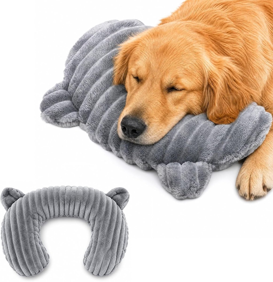 U-vormig huisdierkussen, 35 x 23 cm, hondenkussen, rustgevend neksteunkussen, wasbaar, zacht knuffelkussen ter ontlasting van gewrichten voor honden en katten