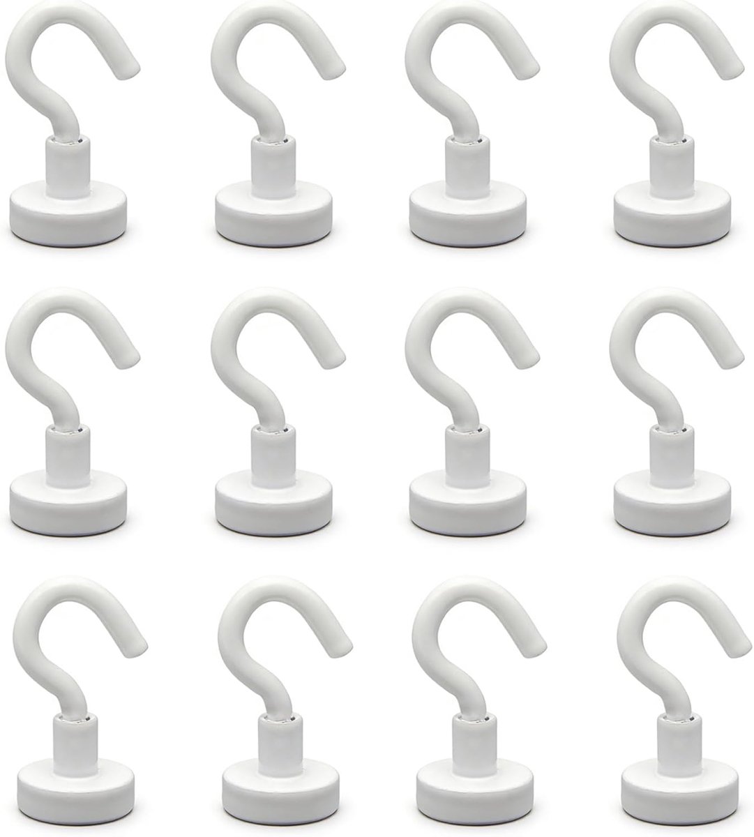 12 exatta ABS magneethaak extra sterk,Ganchos magnéticos, Imanes con Gancho para Cocina, Dormitorio, Baño, Garaje, Taquillas