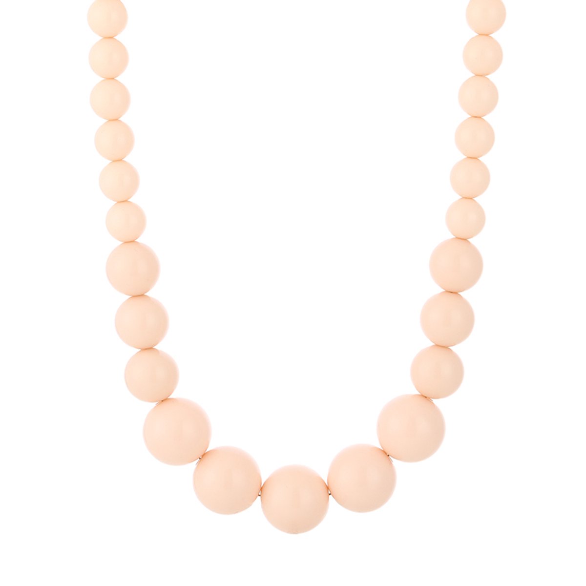 Graduated Round Bead Necklace – Kralen Ketting – RVS - Beige