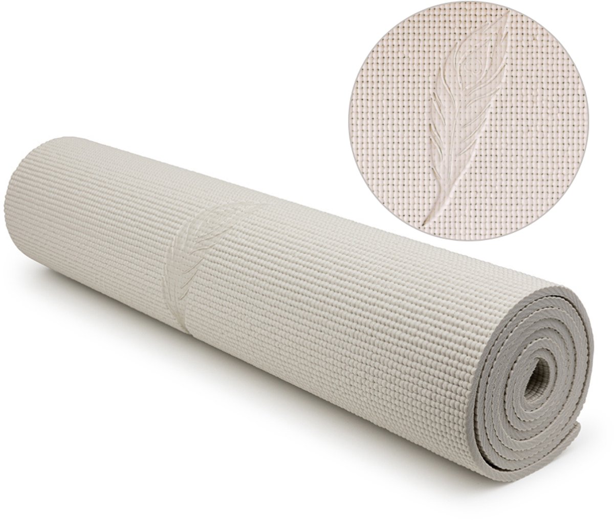 MindBaas - Yoga Mat (extra dik) - Fitness Mat - Eco - Antislip - Crème - 183 x 61 x 0.6 cm