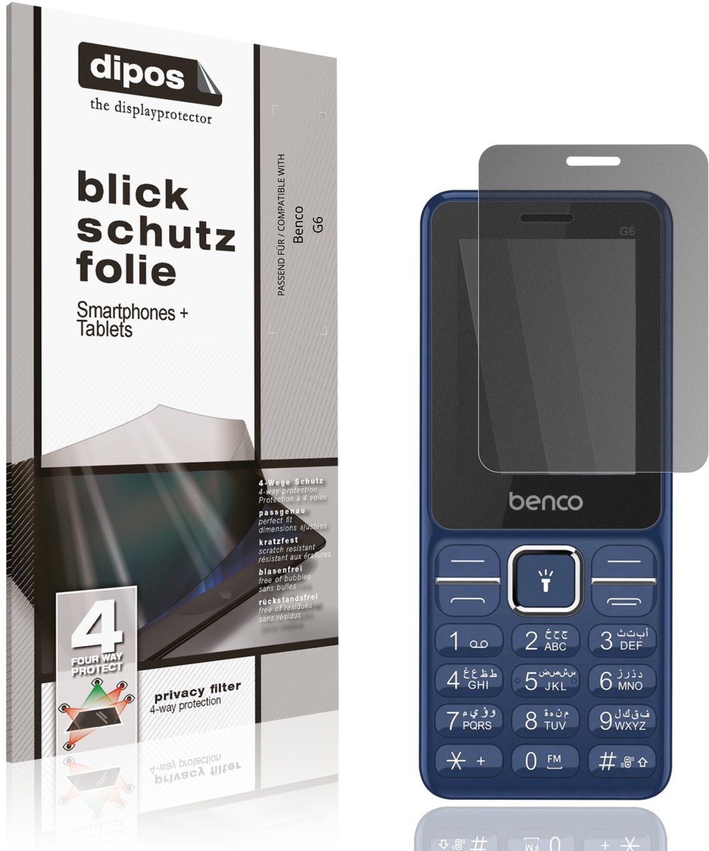 dipos – Matte Privacy Screenprotector geschikt voor Benco G6 | Anti-Spy Beschermfolie
