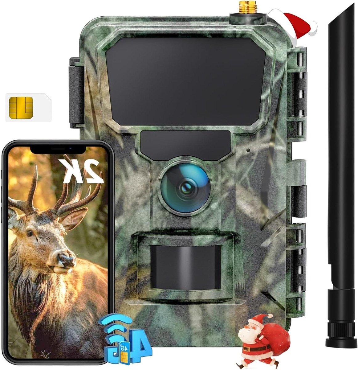 Wildcamera met App - 4G Trailcamera - Natuur Observeren - 2K HD Opnames - IP66 Waterdicht - Camouflage