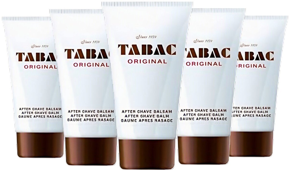 5 x Tabac Original Men - Aftershave Balsem - Verzachtend - 75 ml - Aftershave Balsem - Huid Verzachten - Huid Kalmeren - Scheren Na - Droge Huid